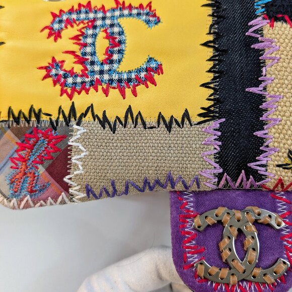 UNIQUE CHANEL 2011 RUNWAY JUMBO Rainbow Patchwork Bag - Picture 11 of 16